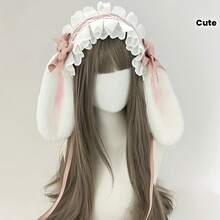 1pc Cute Bow Rabbit Ears Headband, Anime Cosplay Prop, Floppy Rabbit Ears Decoration, Suitable For Stage Performance, Masquerade, Party Costume, Nightclub Outfit, Cosplay Photo Prop - View 4