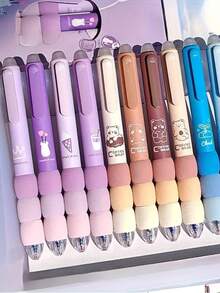24 PCS Cute Cartoon Erasable Gel Pens, Soft Grip, Press-Button 0.5Mm Fine Tip, Adorable Pet And Food Patterns, - Back-To-School Supplies - Multicolor - View 2
