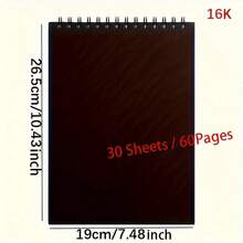 1pc Sketchbook Watercolor Paper Top Spiral Bound Drawing Pad 30 Sheets/Pack Acid-Free Art Sketchbook Drawing & Writing Paper High Quality Sketch Notebook - Black Card Sketchbook - View 8
