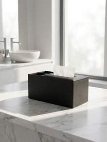 1/2pcs Multi-Functional Compartment Tissue Box, Luxury Appearance, Divided Storage, Suitable For Living Room, Bedroom, Dining Room, Car, Home Decor Enthusiasts, Multi-Functional Leather Tissue Box - Black - View 9