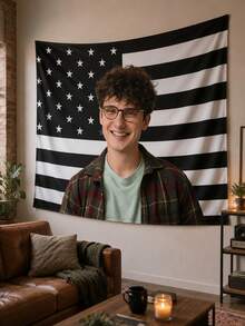 Customized American Flag With Image, Personalized Fun Flag, Includes Face Pattern, Logo, Photo Text Single-Sided Custom Flag Tapestry, Suitable For Bedroom, Dorm, Garden Decoration - Multicolor - View 3