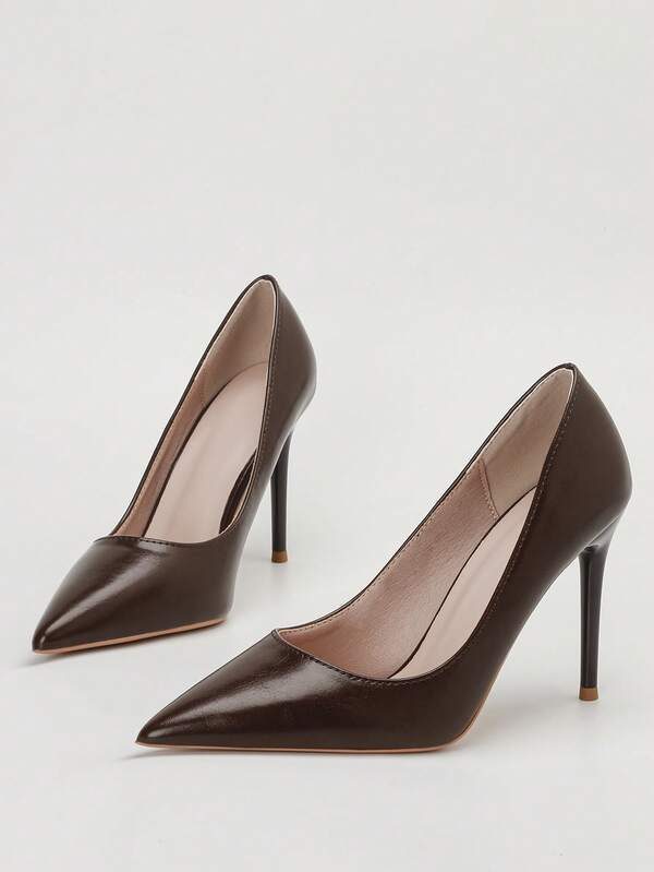 European And American Style Fashion Professional OL Women's Pointed Toe Stiletto High Heel Shoes, Low Vamp Slimming High Heel Pumps, Elegant Women's High Heel Shoes, Closed Toe High Heel Pumps, Slip-On Women's Shoes