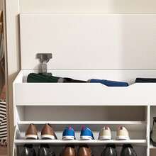 Storage Bench White Made Of Wood For Hallway And Entryway - White - View 11