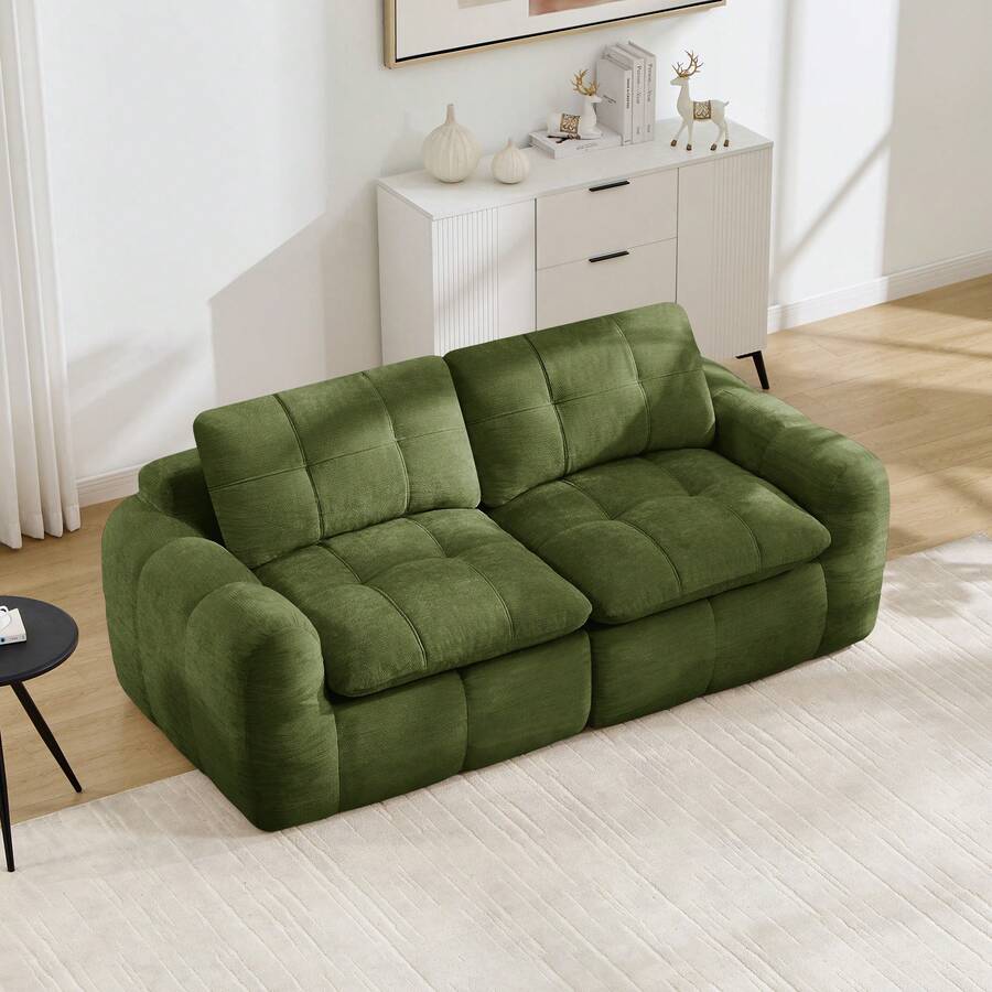 Sofa Green Made Of Chenille For Living Room And Lounge - 綠色雙座 - 查看 1