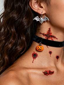 1pc Halloween Realistic Bullet Hole Fork-Shaped Monster Eye Wound Pattern Temporary Waterproof Tattoo Sticker For Arm, Shoulder, Neck, Waist, Abdomen, Body, Street Party Gift - Multicolor - View 3