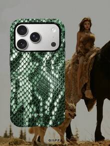 GIIPPA 1pc Green Python Pattern Design Phone 17 Pro Max Phone Case, Compatible With Phone 16 Pro Max, 15 Pro Max, 14 Pro Max, Korean Style High-End Fashionable And Fun Phone Case, Suitable For 11/12/13/14/15/16 Pro Max Plus, Elegant Design For Men And Women, Perfect Gift For Girlfriend On Christmas, Valentine's Day, Easter, Wedding Season And Birthday! - Green - View 6