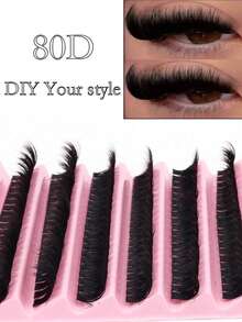 200 Clusters Of Dense Eyelashes, 80D Reusable Thick Fluffy Individual Eyelashes, Suitable For Party Stage, Festival Makeup - DD - View 7