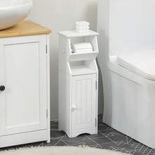 Storage Cabinet, Engineered Wood, 19 X 15 X 56 Cm, For Bathroom, Living Room And Hallway, White - White - View 3