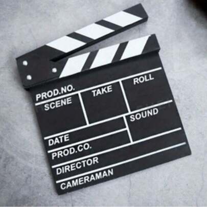 1 cái bảng clapperboard phim bằng gỗ, đồ trang trí bàn làm việc sáng tạo, đạo cụ chụp ảnh, trang trí phòng, trang trí nhà cửa, trang trí lễ hội, phù hợp sử dụng trong nhà và ngoài trời