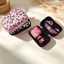 6pcs Sweet Cool Heart Data Cable Protection Set, Leopard Heart Pattern Printed Hard Shell Storage Bag, Heart Cable Clips, Spiral Cable Protectors, Charger Head Protectors, Thickened Shockproof Storage Bag, Anti-Drop And Anti-Pressure, With Carrying Strap For Easy Portability, Full Protection Data Cable Anti-Breakage, Compatible With Apple 18/20W Charger Protection Storage, Student Commute Multi-Function Data Cable Charger Storage Bag - View 10