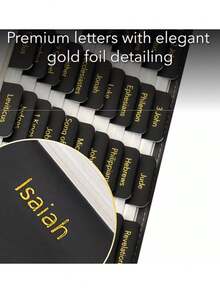 1 Set (5 Sheets) Bible Index Tabs, 15 Index Stickers Per Sheet, Laminated Bible Bookmarks, Waterproof And Tear-Resistant Bible Index Labels, Black Series Gold Foil Printed Font Bible Labels, Easy To Read And Apply, Unisex, For Prayer And Scripture Navigation, Daily Office, Bible Study, Easter, Mother's Day Gifts, Back To School - Bible Index Tabs - View 4