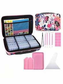 New Diamond Painting Tool Set Portable Storage Box Geometric Colorful Style With Storage Box, Point Drill Pen, Tray Complete Set Adult Handicraft Lovers Home Travel Creation. - A - View 12