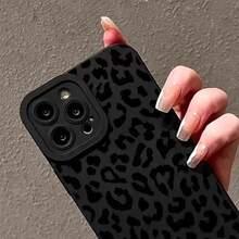 Phone Case - Popular Black Leopard Print Fashion Silicone Case For Various For Iphone Models, Offering Complete Protection With A Stylish Soft Shell Design - 黑色 - 查看 6