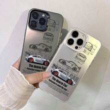 [Spedizione 24h Da DE/FR/ES] Sports Car Themed Stylish Phone Case, Performance Inspired Dimensional Blueprint Design With Gray Body And Red Rims, High Sporty Aesthetic, New 2025 Fashion  Shockproof Flexible TPU Protective Cover For IPhone 18 ProMax Pro 17 E 16 Plus 15 14 13 12 11 8 7 XS Max X XR Air  S26 Ultra Plus S25 S21 Sunggalaxys24 Sunggalaxys23 FE Sunggalaxys22  15 Ultra - Black - View 3