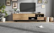 Tv Stand With Storage Brown Made Of Wood For Living Room - 棕色 - 查看 9