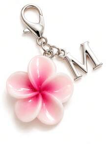 1pc Simulation Bauhinia, Plumeria And Cherry Blossom Keychain Pendant, 26 English Letters Representing Initials A-Z. Gradient Five-Petal Flower Key Ring Cute Accessory Suitable For Bag Zipper Pendant, Car Keychain Decoration - Multicolor - View 6