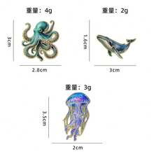 Ocean Element Brooch 2D Jellyfish, Whale, Octopus Pin Fashion Clothing Accessory Small Gift For Family And Friends - Multicolor - View 6