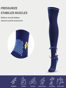 4/1 Pair All-Season Professional Sports Marathon Compression Over-The-Knee Thigh-High Socks, Long Tube Fitness Yoga Jump Rope Running Socks With Raised Non-Slip Grip - Multicolor - View 6