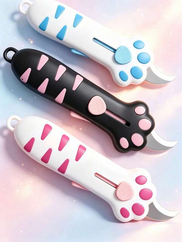 Cute Cat Paw Retractable Practical Mini Portable Cartoon Paper Cutter, Perfect For Opening Packages, Cutting Letters, DIY Crafts - This Kawaii Style Paper Knife Comes With A Lanyard Hole, Suitable For Office, Home And School Use, Halloween Gift, Christmas Gift, Great Gift For Family And Friends.