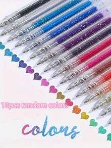 8pcs Glitter Gel Pens Set, Suitable For Writing, Drawing And Decorating, Plastic Material, 1.0mm Pen Tip, Shiny Ink Pens, Great For Journals, Scrapbooks And Art Projects, Back To School - Color - View 13
