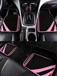 4pcs Blue Striped Car Floor Mats, Suitable For All Seasons And Holidays, Beautiful Pattern You Will Love - A - View 1