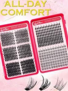 Limete Eyelash 494PCS Eyelash Cluster Set, Large Capacity D-Curl Lash Book, 30D+40D+60D Mixed Density Design, 8-16MM Wispy Lash Clusters For Natural Fluffy 3D Layered Eye Makeup, Suitable For Cosplay, Wedding, Photography, Party, Festival, Travel And Daily Beauty Use - D - View 5