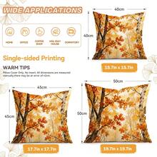 4pcs Autumn Landscape Decorative Pillow Covers, Watercolor Birch Forest Maple Leaf Lake Path Print Pattern, Single-Sided Printed Pillow Covers/Cushion Covers, Multi-Scene Atmosphere Decorative Pillow Covers Suitable For Living Room Sofa Bedroom, Pillow Inserts Not Included - Multicolor - View 2