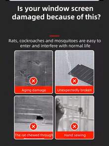 Mosquito Net Repair Tape, Mesh Window Repair Sheet, Screen Repair Tape. These Patches Can Easily Repair Cracks And Holes In Home Screens, Effectively Preventing Mosquitoes, Flies And Various Insects From Entering The Room. 2 Rolls, Width 1.97in, Total Length 157.48in - Grey - View 8