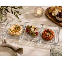 3-Compartment Glass Serving Platter For Snacks And Sweets 33x13cm - View 3