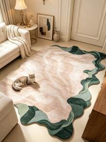 1 pieza Alfombra decorativa de patchwork marrón claro & verde, decoración de dormitorio, alfombra pequeña, alfombra, decoración del hogar, alfombra de sala de estar, alfombra pequeña de sala de estar, alfombra de dormitorio, decoración del hogar de sala de estar, alfombra de exterior, alfombra lavable, regalo de graduación - Marrón claro combinado con verde - Ver 3