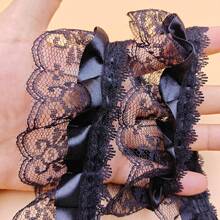 5 Yards 2-Layer Pleated Organza Lace Trim, 2-Inch Wide Vintage Embroidered Applique Mesh Lace Edging Fabric For Sewing, Handmade Wedding Dress DIY Clothing Decoration - Multicolor - View 2