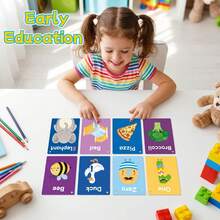 50pcs Kids Educational Flashcards Set, Color Shape Number Body Parts Food Animal Letter Learning Flashcards, Preschool Early Learning Flashcards, Suitable For Home And Classroom - Multicolor - View 7