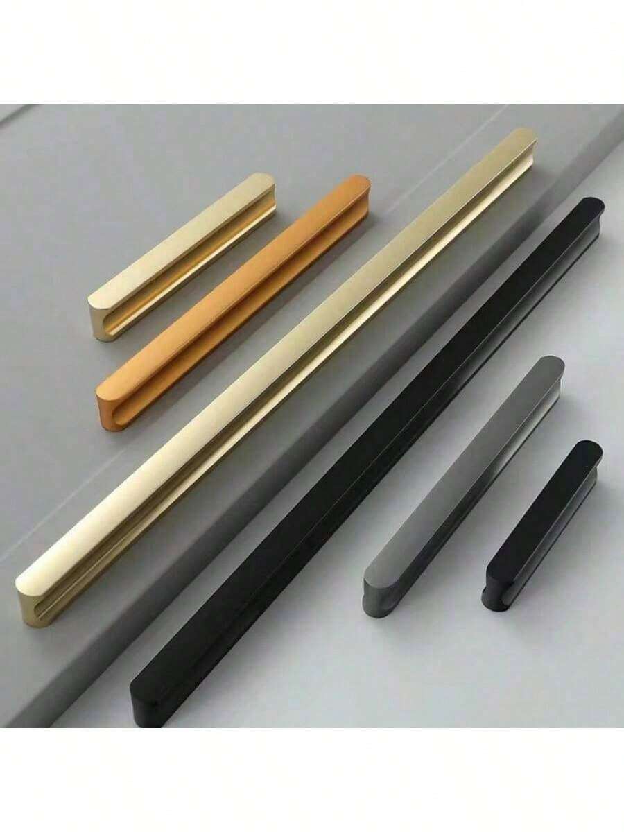 家具把手，黑色與金色櫥櫃與衣櫃拉手，實心鋁製廚房櫥櫃把手，長款櫥櫃抽屜拉手