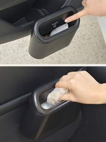 1pc Black Mini Creative Car Trash Can - A - View 5