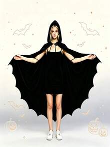 Halloween Bat Wing Cape Mask, Unisex With Hood And Without Hood, Holiday Party, Cosplay, Performance Costume - Multicolor - View 7