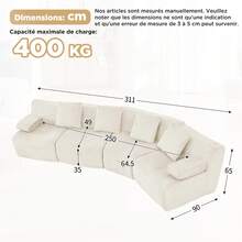 Sofa Beige Made Of Corduroy For Living Room - 米色 4 人座 - 查看 5