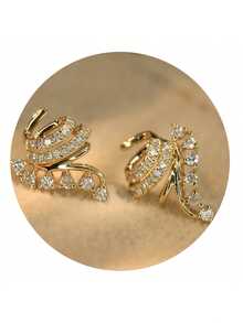 1 Pair Elegant Cubic Zirconia Stud Earrings, Women's Wedding Anniversary Accessory Gift - Yellow Gold - View 2