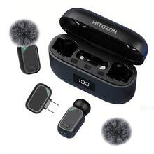 HITOZON Wireless Lavalier Microphone Compatible With IPhone And Android Devices, Smart Noise Cancellation, Comes With Charging Case For 24-Hour Battery Life, Suitable For Video Recording And Blogger Filming - View 1