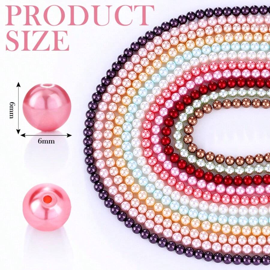 QIAO 6mm Pearls For Jewelry Making, Suitable For Bracelet-Making Kits; Small, Pre-Drilled Pearls For Filling, Suitable For DIY Necklaces And Earrings - 6mm Glass Pearl - View 1