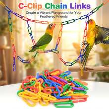 200pcs/100pcs Rantai Plastik, Warna Campuran Pelangi DIY Rantai Klip Bentuk C Kait Ayunan Mainan Sangkar Panjat, Cocok Untuk Burung, Sugar Glider, Tikus, Burung Beo - View 8