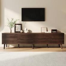 With Storage Tv Stand Brown Made Of Wood For Living Room And Media Area - 核桃 - 查看 2