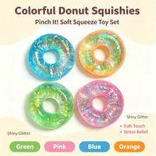 Brinquedo de Alívio de Estresse Squishy de Rosquinha com Glitter, Brinquedo de Rosquinha Transparente e Brilhante para Apertar, Brinquedo Squishy, Brinquedo para Apertar, Brinquedo, Squishy Crocante, Squishy, Brinquedo para Crianças Pequenas, Decoração de Halloween, Halloween, Brinquedo Squishy - Multicolorido - Visão 3