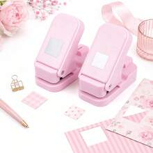 2pcs/Set (1pc Serrated Edge Square Punch + 1pc Solid Square Punch) Layered Serrated Edge Square Paper Punch, Suitable For Scrapbooking And Collage, Stamp Style Nested Craft Punch, With Precise Alignment Hollow Design, Suitable For Card Making - Pink - Set Of 2 - View 6
