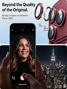 3pcs [2027 New] 9H Aviation Grade Tempered Glass Camera Lens Protector, Compatible With IPhone 18 Pro Max/18 Pro, Invisible Fit, Anti-Pixelation, High Definition Transparent, Independent Metal Ring, Anti-Scratch Bubble-Free Easy Installation, Compatible With Phone Case, Birthday Gift (Wine Red) - Burgundy - View 3