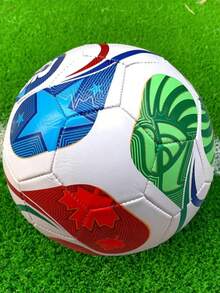 كأس العالم 2026 الولايات المتحدة وكندا والمكسيك، كرة قدم عالية الجودة بحجم رسمي 5 من مادة PU بدون درزات متينة للمباريات والتدريب، ألوان جميلة وتصميم نمط أنيق، مناسبة للتدريب الفردي ومباريات الفرق، أسلوب أساسي، مادة PVC، مخيطة آليًا، ملمس ناعم ومريح، للاستخدام الداخلي والخارجي - كرة القدم - مشاهدة 5