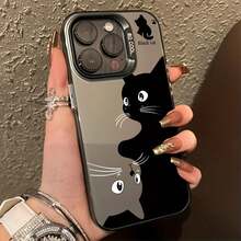 High-Quality Matte Drop-Proof Phone Case For IPhone 11, 12, 13 Pro Max, 14, 15, And 16 Series - Cat Design - 透紫 - 查看 3