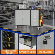 55 Inch Rolling Workbench With 6 Drawers And Storage Cabinet 1000 LBS Heavy Duty Work Bench With Pegboard And Adjustable Shelf Garage Workbench Table On Wheels For Workshop Repair Shop Black - 37.5"H X 55"W X 19.7"D - View 7
