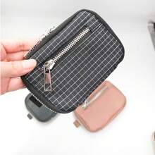 1pc Minimalist Double Zipper Coin Purse Mini Portable Card Holder Key Organizer Small Bag Earphone Storage Pouch For Men And Women - Multicolor - View 7