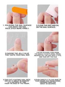 10片精緻手工穿戴式美甲，Polygel美甲套組，手工花卉圖案配珍珠裝飾，藍色與粉色指甲油，時尚風格，附美甲工具，3種尺寸可選：方形、短方形、杏仁形，適合派對、跳舞、日常配戴 - 彩色 - 查看 6