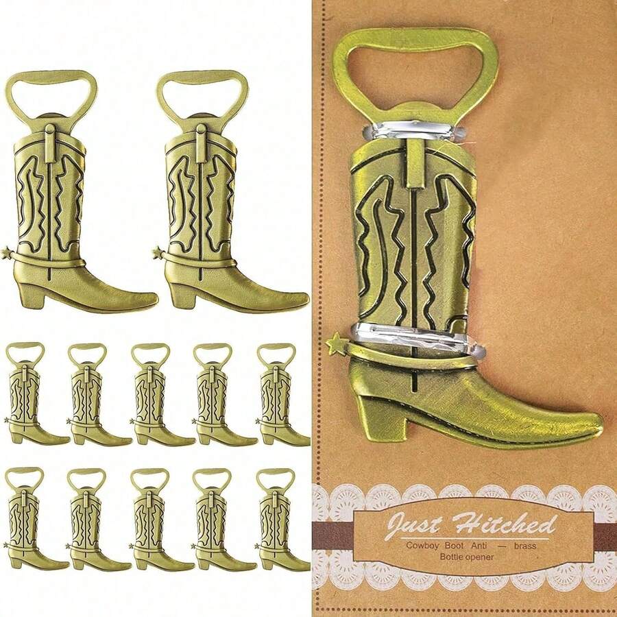 Juego de 24 abridores de botellas con forma de bota de vaquero, juego de recuerdos con temática occidental, adecuado para bodas, baby showers, Día de San Valentín, fiestas de cumpleaños y otras ocasiones como regalos para invitados y decoraciones - Multicolor - Ver 1